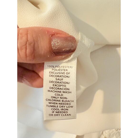 LOFT Lace Yoke Flutter Sleeve Blouse - Feminine Ivory Top - Picture 4 of 4